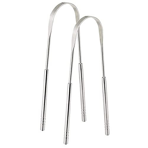 Keylitos Tongue Scraper (2 Pack), Tongue Cleaner Surgical Grade Stainless Ste...