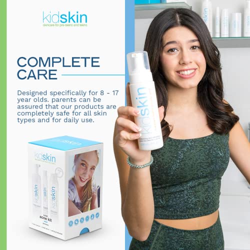 Kidskin - Three-Step Acne Treatment Kit for Kids, Tweens, Teens - Face Wash C...