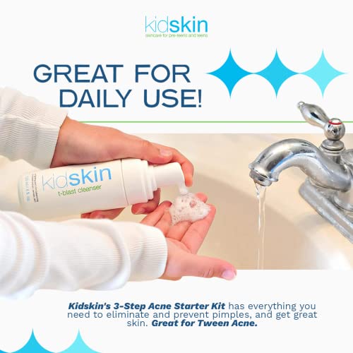 Kidskin - Three-Step Acne Treatment Kit for Kids, Tweens, Teens - Face Wash C...