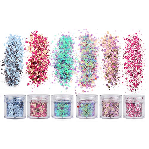 18 Boxes Holographic Cosmetic Festival Chunky Glitters Sequins, Nail Sequins ...