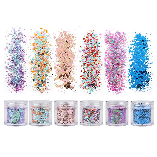 18 Boxes Holographic Cosmetic Festival Chunky Glitters Sequins, Nail Sequins ...