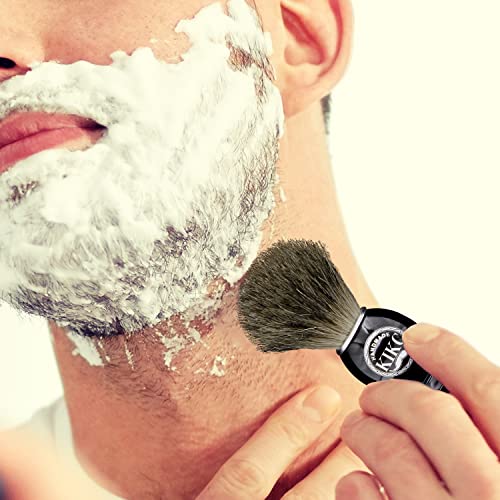 KIKC Handmade Shaving Brush with 100% Pure Badger Hair and Black Wooden Handl...