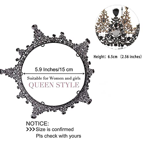Kilshye Baroque Crown Black Crowns Vintage Tiara Queen Rhinestone Tiaras Prom...