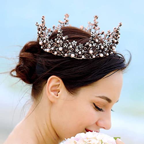 Kilshye Baroque Crown Vintage Crowns and Tiaras Queen Rhinestone Tiara Gothic...