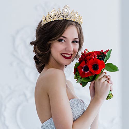 Kilshye Gold Crown Wedding Tiara Bride Queen Crowns Rhinestone Tiaras Vintage...
