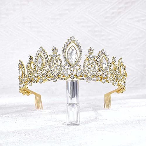 Kilshye Gold Crown Wedding Tiara Bride Queen Crowns Rhinestone Tiaras Vintage...