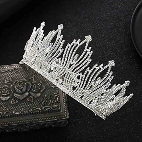 Kilshye Silver Crown Wedding Bride Tiara Queen Crowns Rhinestone Tiaras Adult...