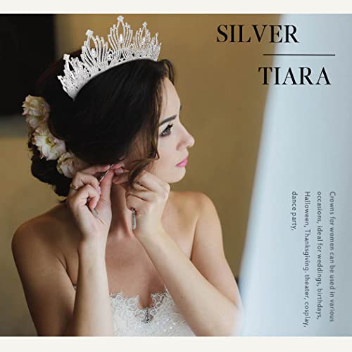 Kilshye Silver Crown Wedding Bride Tiara Queen Crowns Rhinestone Tiaras Adult...