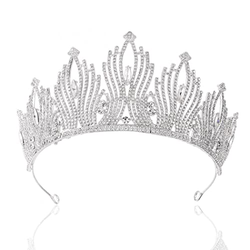 Kilshye Silver Crown Wedding Bride Tiara Queen Crowns Rhinestone Tiaras Adult...