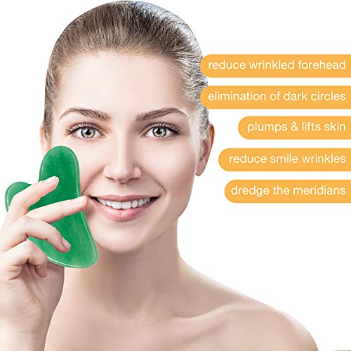 Gua Sha Massage Tool Aventurine Stone Jade GuaSha Facial Tool for Spa Acupunc...