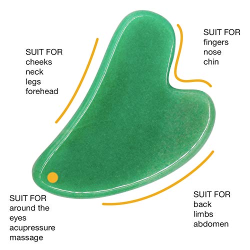 Gua Sha Massage Tool Aventurine Stone Jade GuaSha Facial Tool for Spa Acupunc...