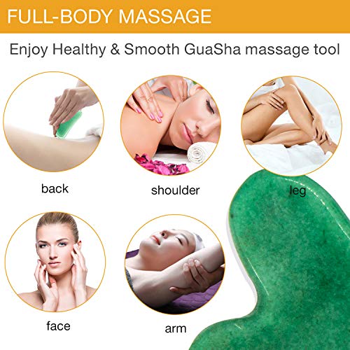 Gua Sha Massage Tool Aventurine Stone Jade GuaSha Facial Tool for Spa Acupunc...