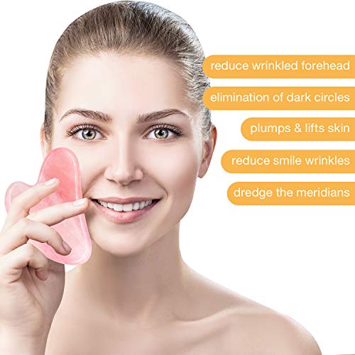 Gua Sha Rose Quartz Face Scraping Massage Tool Jade GuaSha Stone Facial Tool ...