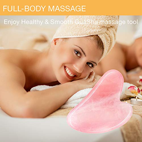 Gua Sha Rose Quartz Face Scraping Massage Tool Jade GuaSha Stone Facial Tool ...