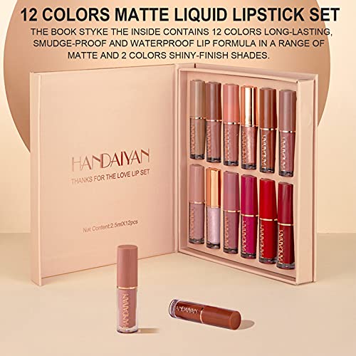KIMIEYE 12Pcs Velvet Matte Liquid Lipstick Set, Waterproof Long Lasting Non-S...