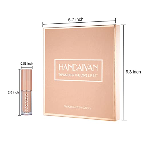 KIMIEYE 12Pcs Velvet Matte Liquid Lipstick Set, Waterproof Long Lasting Non-S...