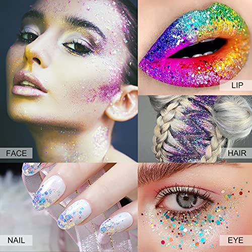 KIMIEYE Mermaid Sequins Body Glitter Gel Set of 2 Bottle, Holographic Glitter...