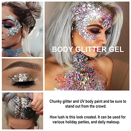 KIMIEYE Mermaid Sequins Body Glitter Gel Set of 2 Bottle, Holographic Glitter...