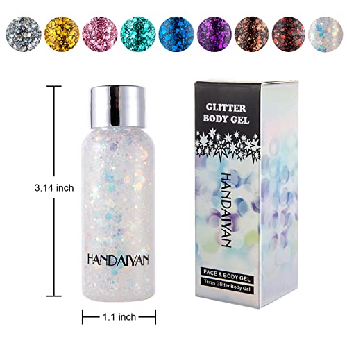 KIMIEYE Mermaid Sequins Body Glitter Gel Set of 2 Bottle, Holographic Glitter...