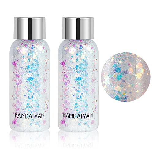 KIMIEYE Mermaid Sequins Body Glitter Gel Set of 2 Bottle, Holographic Glitter...