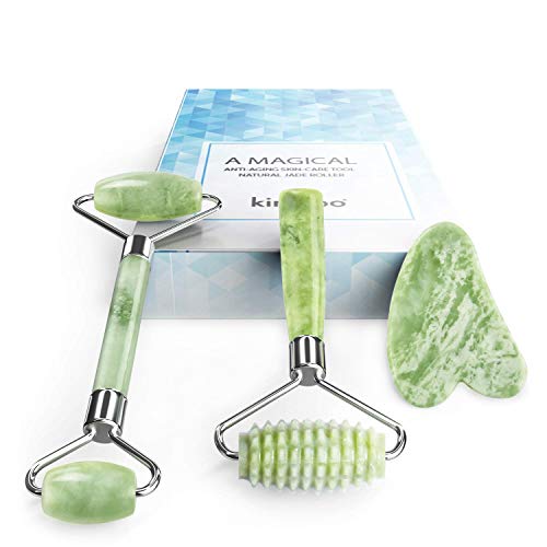 Kimkoo Jade Roller for Face-3 in 1 Kit with Facial Massager Tool,100% Real Na...