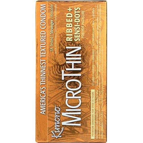 Kimono Barely There MicroThin Condoms, Ribbed and Sensi-Dots for Her Pleasure...