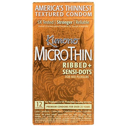 Kimono Barely There MicroThin Condoms, Ribbed and Sensi-Dots for Her Pleasure...
