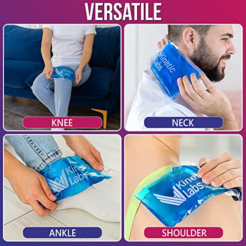 Gel Ice Packs for Injuries by Kinetic Labs (2 Pack) - Flexible Ice Pack for I...