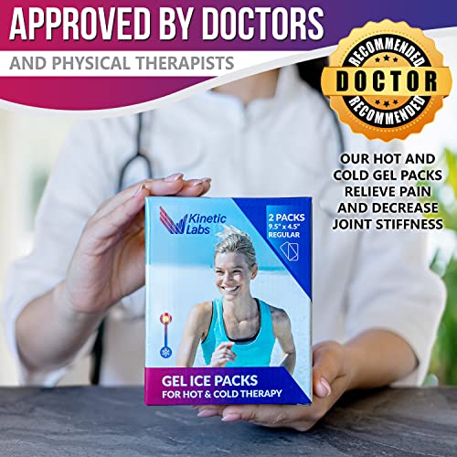 Gel Ice Packs for Injuries by Kinetic Labs (2 Pack) - Flexible Ice Pack for I...