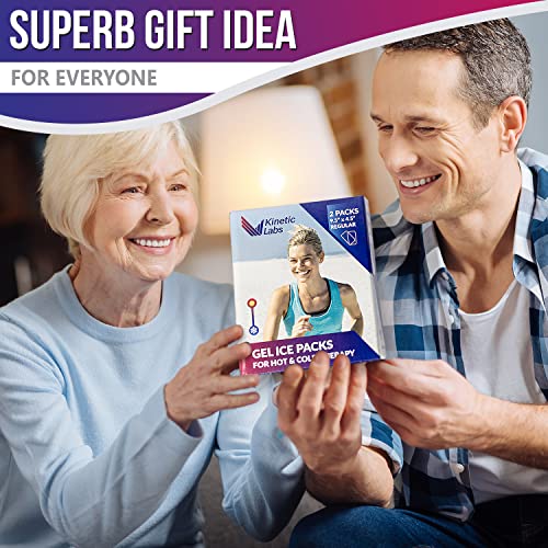 Gel Ice Packs for Injuries by Kinetic Labs (2 Pack) - Flexible Ice Pack for I...