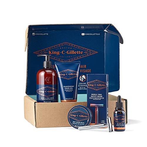 King C. Gillette Complete Men's Beard Care Gift Kit, Double Edge Safety Razor...