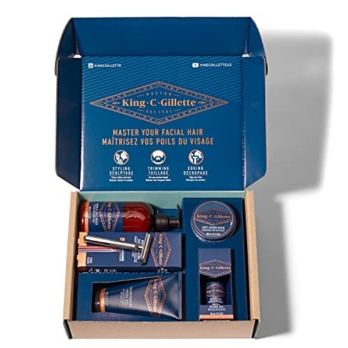 King C. Gillette Complete Men's Beard Care Gift Kit, Double Edge Safety Razor...