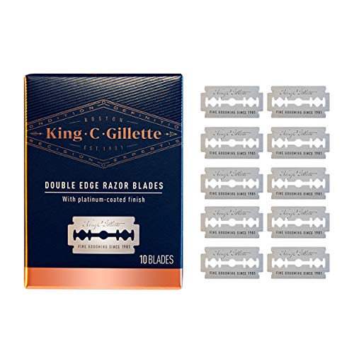 King C. Gillette Double Edge Safety Razor Blades 10 count, Stainless Steel Pl...