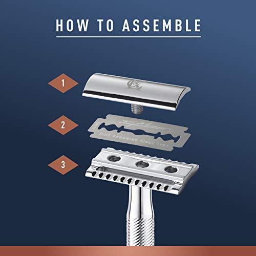 King C. Gillette Double Edge Safety Razor Chrome Plated Handle with 5 pack Pl...