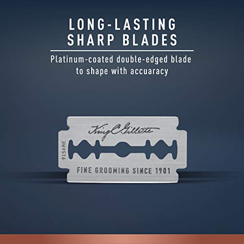 King C. Gillette Double Edge Safety Razor Chrome Plated Handle with 5 pack Pl...