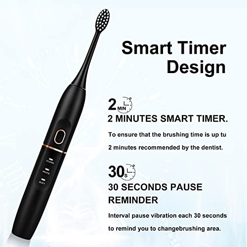 Kingheroes Sonic Electric Toothbrush with 8 Brush Heads & Travel Case，4 Mode...