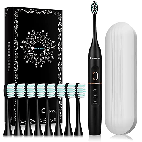 Kingheroes Sonic Electric Toothbrush with 8 Brush Heads & Travel Case，4 Mode...