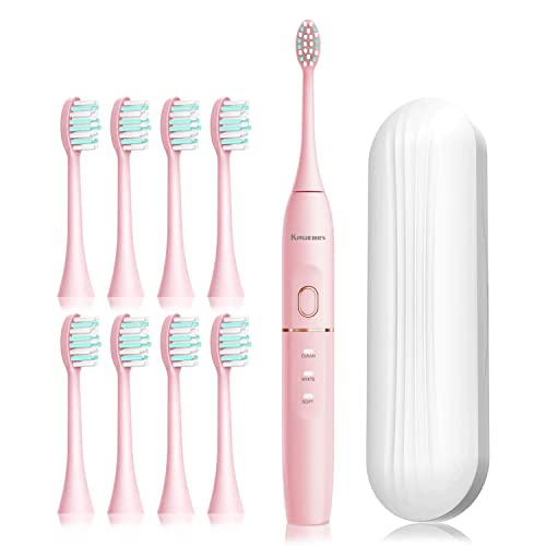 Kingheroes Sonic Electric Toothbrush with 8 Brush Heads & Travel Case，4 Mode...