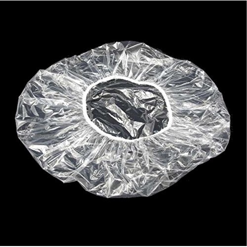 100 PCS Clear Disposable Plastic Shower Caps Large Elastic Thick Bath Cap For...