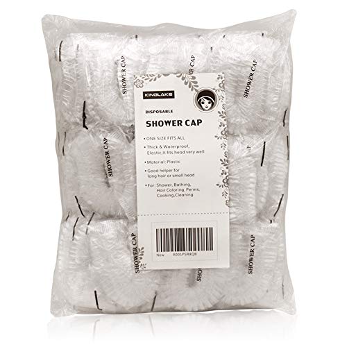 100 PCS Clear Disposable Plastic Shower Caps Large Elastic Thick Bath Cap For...