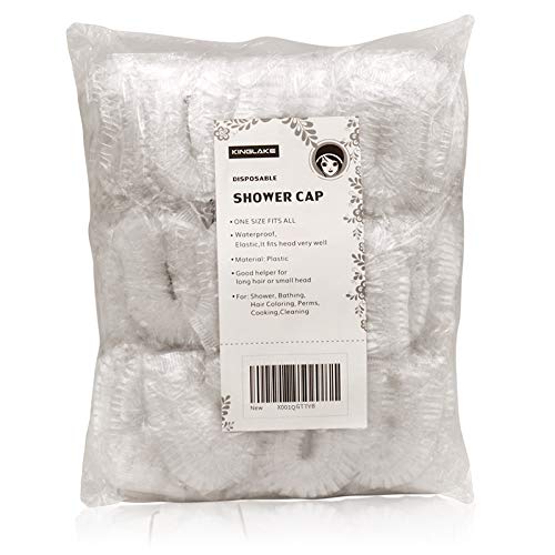 Disposable Shower Cap,100 Pcs Plastic Shower Caps Large Thick Elastic Bath Ca...