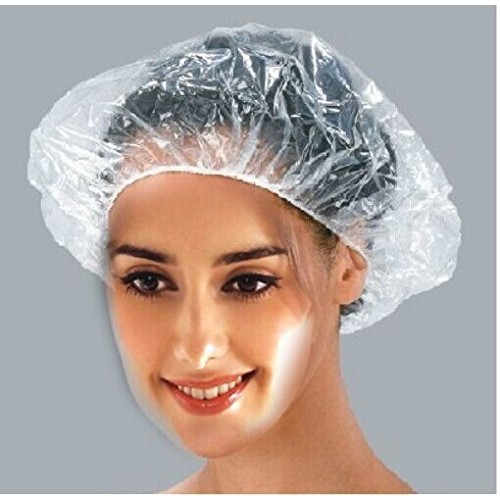 Disposable Shower Cap,100 Pcs Plastic Shower Caps Large Thick Elastic Bath Ca...