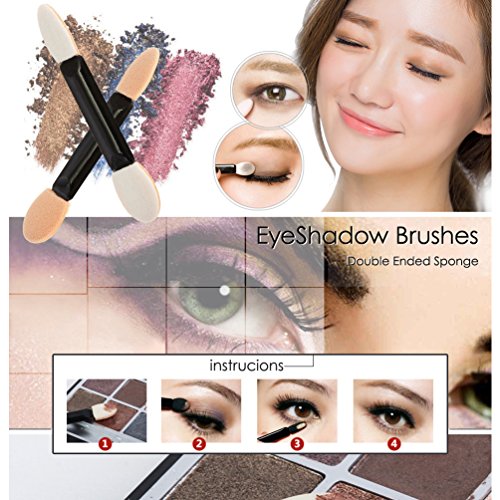KINGMAS 100 Pack Disposable Double Ended Sponge EyeShadow Brushes Oval Applic...