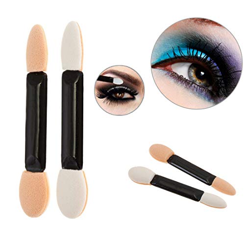 KINGMAS 100 Pack Disposable Double Ended Sponge EyeShadow Brushes Oval Applic...