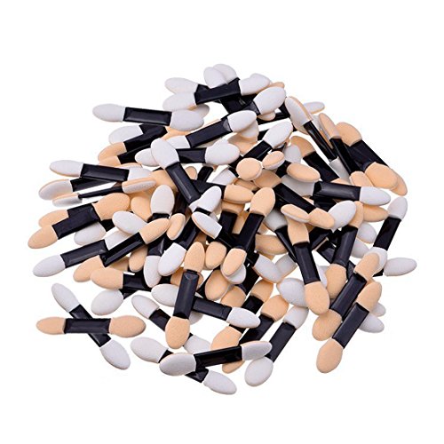 KINGMAS 100 Pack Disposable Double Ended Sponge EyeShadow Brushes Oval Applic...