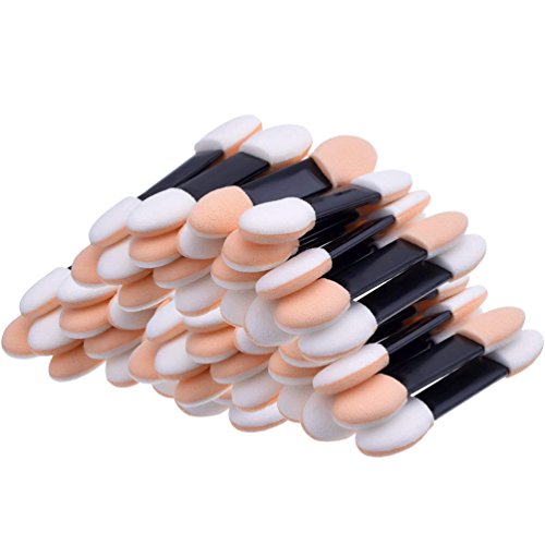 KINGMAS 100 Pack Disposable Double Ended Sponge EyeShadow Brushes Oval Applic...