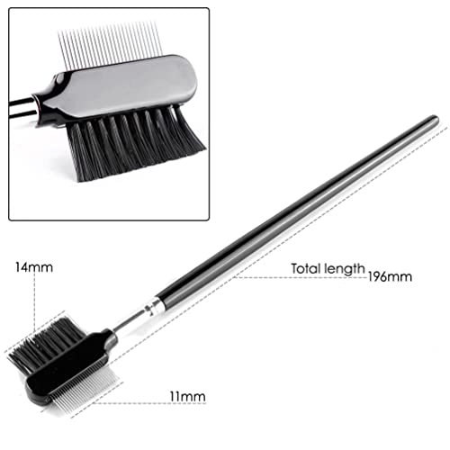 KINGMAS 3Pcs Angled Eyebrow Brush and Spoolie & Eyelash Comb Curlers & Steel ...