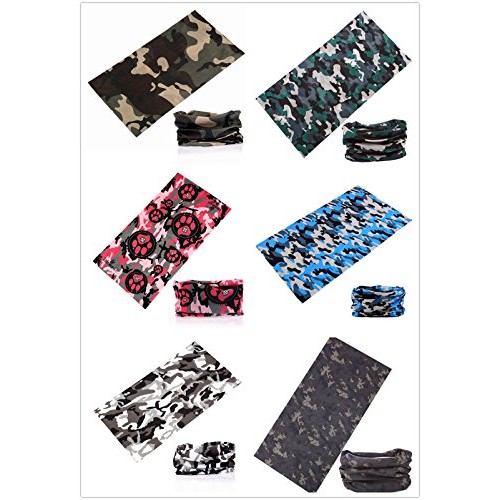 Kingree 6PCS Outdoor Magic Scarf, Elastic Headbands, Headscarves, Headwear, M...