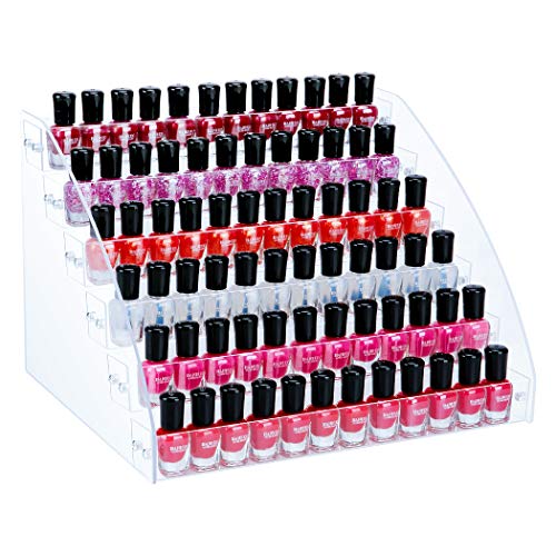 KINGROW Nail Polish Organizer 72 Bottles of 6 Layers Acrylic Display Rack Eye...