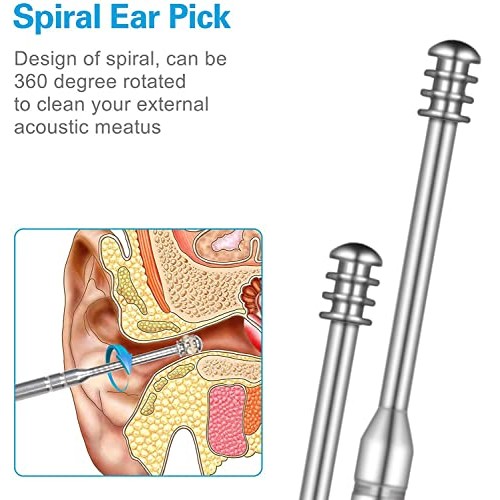 8 Pcs Innovative Spring Earwax Cleaner Tool Set, Ear Pick Earwax Removal Kit,...